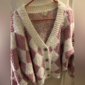 POL Soft Cream and Pink Cardigan